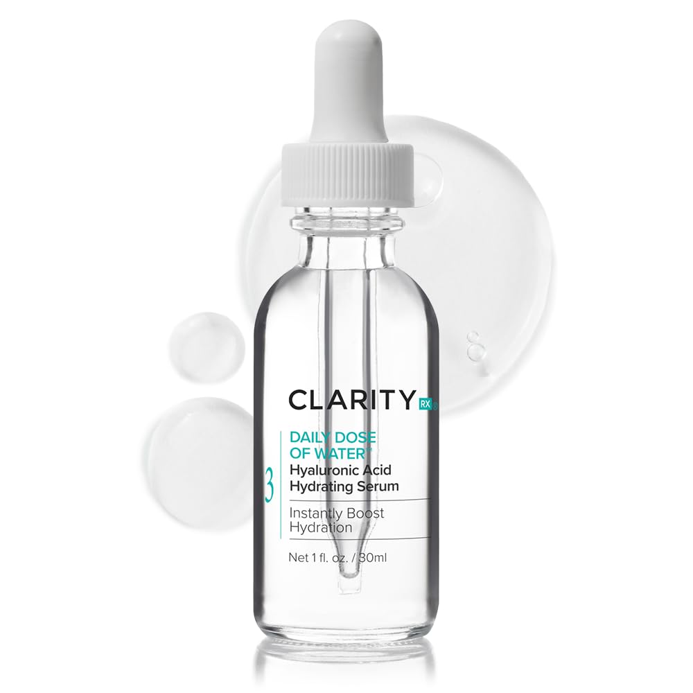 ClarityRx Daily Dose of Water Hyaluronic Acid Serum for Face, Daily Anti Aging Hydrating Serum Treatment for Dry, Dull Skin, Natural & Plant Based