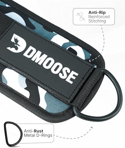 DMoose Fitness Ankle Straps for Cable Machines - One Size Fit with Premium Padding, Glute Kickback Ankle Strap for Women & Men, Cable Attachments for Gym, Booty Workouts, Leg Extension & Hip Abductors