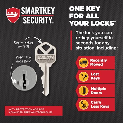 Kwikset Pismo Entry Door Knob with Lock and Key, Secure Keyed Handle Exterior, Front Entrance and Bedroom, Satin Nickel, 10 Pack, Pick Resistant SmartKey Rekey Security and Microban