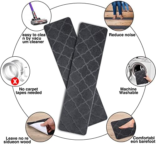 Stair Treads for Wooden Steps 15pcs - 8x30in Carpet Stairs Runner Indoor Non-Slip Stair Mats for Kids Elders and Pets