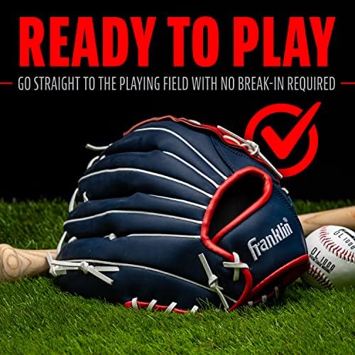 Franklin Sports Baseball + Softball Gloves - Field Master Adult + Youth Baseball + Softball Gloves - Right Hand + Left Hand Gloves - Infield + Outfield Mitts - Multiple Sizes + Colors