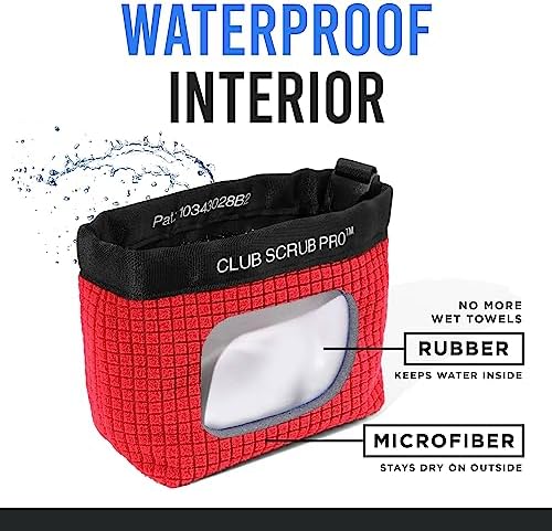 Golf Club and Golf Ball Cleaning Bag, Waterproof Clean Face Technology Liner, Detachable Clip, Machine Washable, Cleans Club Grooves, Dry Exterior (Neoprene or Microfiber Option Available)