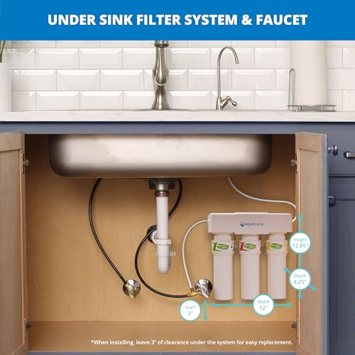 Aquasana Under Sink Water Filter System - Reduces PFAS, Lead, & Chlorine in Drinking Water - Under Counter Claryum Filtration for Kitchen - 3-Stage Max Flow - Chrome Faucet - AQ-5300+.56