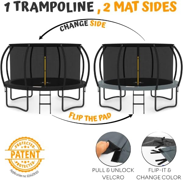 JUMPZYLLA Trampoline Outdoor 8FT 10FT 12FT 14FT 15FT 16FT with Enclosure and Ladder, ASTM Approved Recreational Trampoline for Kids and Adults, Anti-Rust Coated Frame