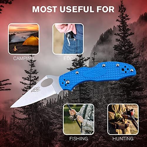 Firebird GANZO F759M Pocket Folding Knife 440C Stainless Steel Blade Nylon Glass Fiber Anti-Slip Handle with Clip Fishing Camping EDC Knife (Blue)