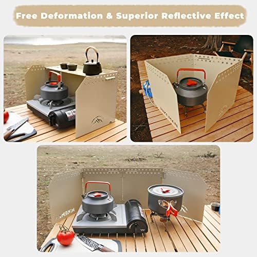 HIKEAMN Camping Stove Windscreen - Outdoor Folding Gas Stove Windshield,Camping Wind Blocker with a Storage Bag for Camping,Hiking,Picnic,Cooking (black)