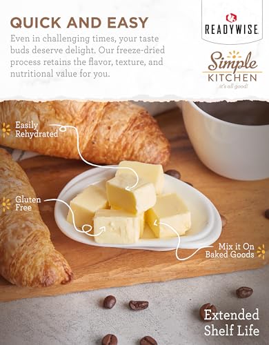 READYWISE - Simple Kitchen, Butter Powder, 204 Servings, Long Term Food Supply, Canned Butter, Baking Supplies, Survival Food, Camping Meals, 10 Can Powdered Butter, Dry Butter for Pantry