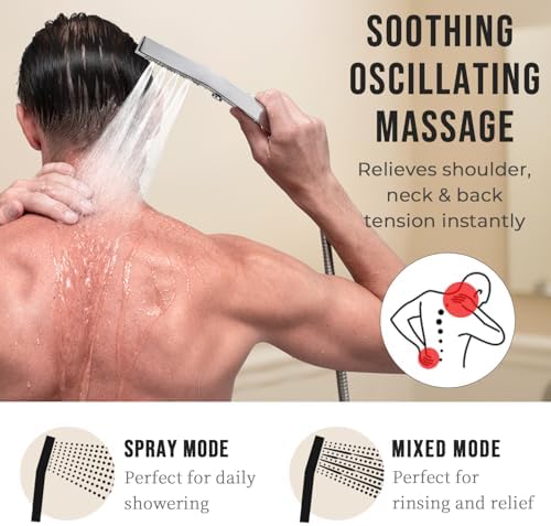 G-Promise All Metal 12 Inch Dual Shower Head with Handheld Combo, Rain Shower Head, Adjustable Extension Arm, Smooth 3-Way Diverter, 71 Inch Extra Long Hose - A Bathroom Upgrade (Chrome)