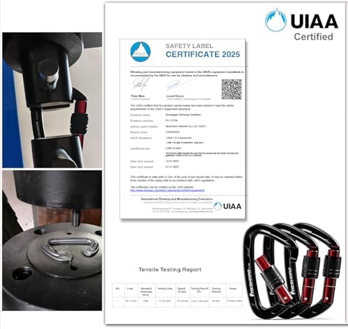 FresKaro 4inches 25kN-5621lbs Climbing Carabiners, UIAA CE Certified, Screw Lock, 7075 Aluminium, Lightweight, Rust Proof, for Mountaineering, Rappelling etc., Multi-Colors