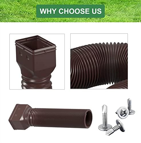 2 Pack Rain Gutter Downspout Extensions Flexible,Universal Drain Downspout Extender Drainage Connector 21"-68",Screws for Included,Brown
