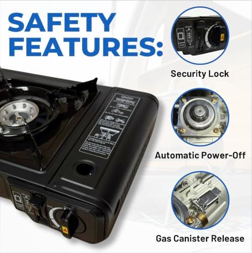 Dual Fuel Propane or Butane Portable Stove | 12,000 BTUs | Camping Stove | Outdoor Cooking and Emergency Kit | Propane Hose and Carrying Case Included