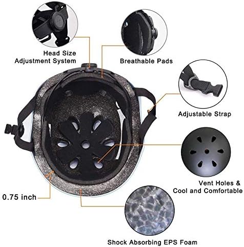 Kids Bike Helmet Ventilation & Adjustable Toddler Helmet for Ages 2-14 Kids Boys Girls Multi-Sport Helmet for Skateboard Roller Skateing Bicycle Scooter blance Bike