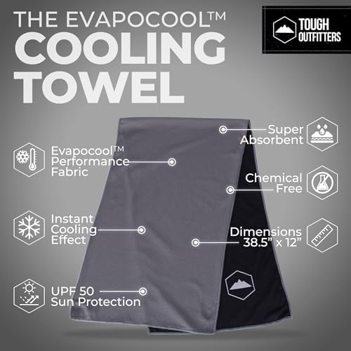 Tough Outdoors Cooling Towel - Cooling Towels for Neck & Face - Ice Wrap & Sweat Rag for Camping Gym Yoga & Sports - Workout Towel for Gym Sweat - Cool Towels for Extreme Heat