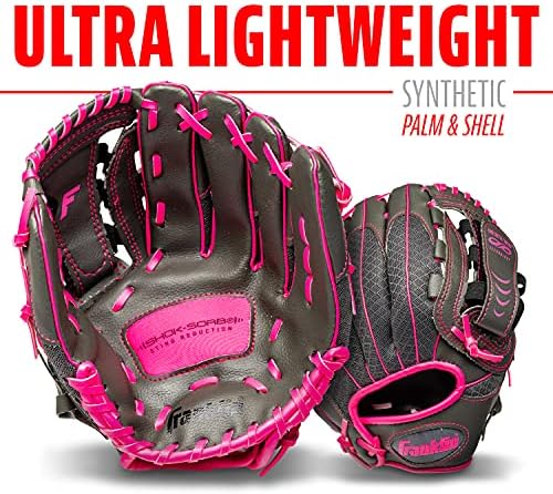 Franklin Sports Youth Teeball Gloves - Shok Sorb Kids Baseball + Teeball Mitt - Boys + Girls Fielders Gloves for Teeball, Baseball + Softball - 10.5" Inch Glove - Multiple Colors