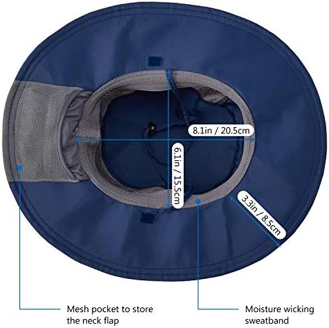 BASSDASH UPF 50+ Sun Fishing Hat Water Resistant with Detachable Neck Flap