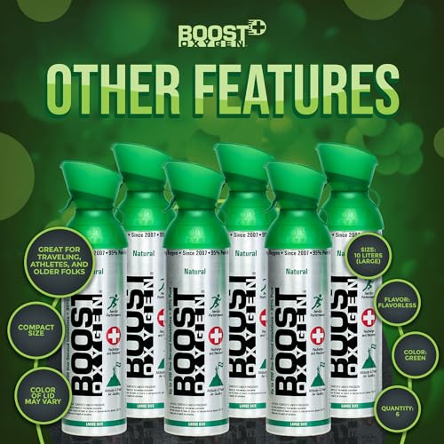 Boost Oxygen Large Natural 10L Canister | Respiratory Support for Aerobic Recovery, Altitude, Performance & Health (6 Pack)