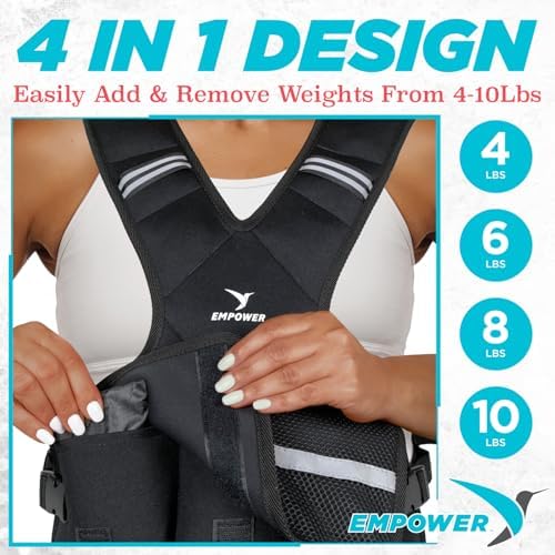 Empower Weighted Walking Vest for Women – Strengthen Muscles, Boost Bone Health, and Burn More Calories (fixed 8lbs, adjustable 4-10lbs or 10-16lbs)