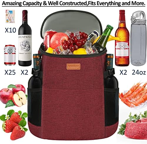 Camping Cooler Backpack 30 Cans, Soft Backpack Coolers Insulated Leak Proof Travel Cooler Bag Waterproof Lunch Picnic Beach Work Trip Thermal Bag Drink Beverage Beer Bag Cooler