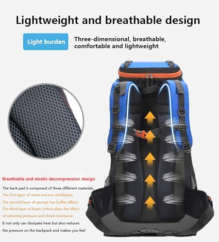 Bseash 60L Hiking Camping Backpack with Rain Cover, Waterproof Large Capacity Outdoor Sport Travel Daypack Climbing Touring (Army Green)