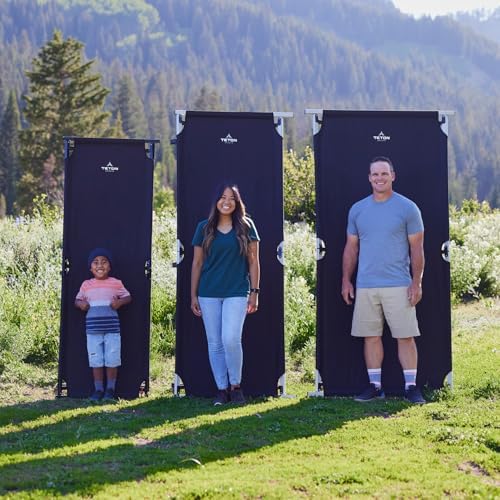 Teton Camping Cot with Patented Pivot Arm, Folding Camping Cot, Durable Heavy Duty Canvas, Comfortable Sleeping Bed for Adults, Portable
