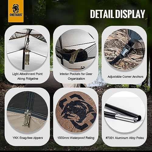 OneTigris COSMITTO 2 Person Backpacking Tent Shelter- Free Standing Lightweight Waterproof 3 Season Camping Tent for Outdoor Hiking Mountaineering