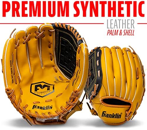 Franklin Sports Baseball + Softball Gloves - Field Master Adult + Youth Baseball + Softball Gloves - Right Hand + Left Hand Gloves - Infield + Outfield Mitts - Multiple Sizes + Colors