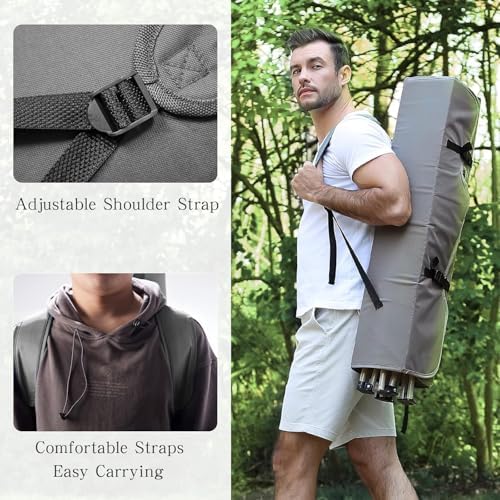 Camping Chair with Canopy Shade,Portable Folding Chair with UPF 50+ Sun Shade,Cup Holder,Side Pocket,Soccer Chair Adults for Camp,Beach,Outdoor Sports-Support 330 LBS Grey