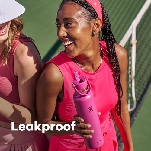 Hydro Flask 24 Oz Stainless Steel Standard Mouth Water Bottle with Flex Straw Cap and Double-Wall Vacuum Insulation