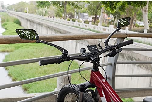 Handlebar Bike Mirror, Scratch Resistant Glass Lens, Ajustable and Rotatable Safe Rearview Bicycle Mirror