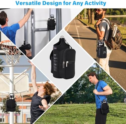 icolor Magnetic Gym Bag Water Bottle Carrier Holder with Phone Pockets & Shoulder Strap,5 Built-in Magnets Gym Bottle Pouch Sleeve,Magnetic Bag Gym Accessories Organizer for Men Women