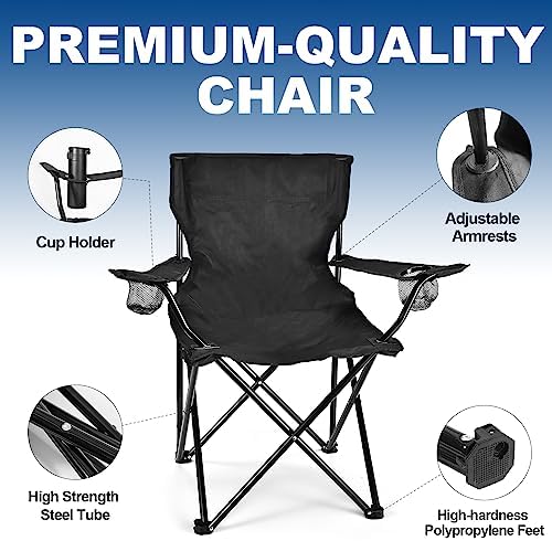 2 Pack Lightweight Camping Chairs, 300LBS Heavy-Duty Portable Folding Chairs with Carry Bag, Compact Design for Camping, Beach, Picnics, and Outdoor Event