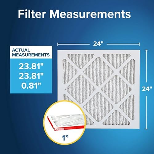 Filtrete 24x24x1 AC Furnace Air Filter, MERV 11, MPR 1000, Micro Allergen Defense, 3-Month Pleated 1-Inch Electrostatic Air Cleaning Filter, 4 Pack (Actual Size 4-Pack 23.69x23.69x0.81 in)