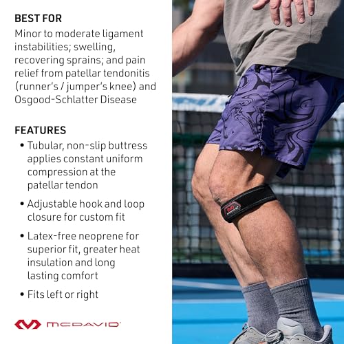 McDavid Knee Band for Knee Pain Relief, Support Brace Patella Tendon Knee Strap for Pickleball, Hiking, Soccer, Basketball, Running, Jumpers Knee, Tennis, Tendonitis, Volleyball & Squats