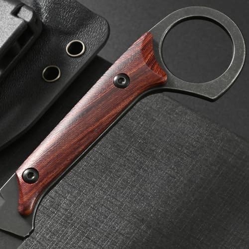 Ccanku C1140 Fixed Blade Knife,D2 Blade Dalbergia Handle EDC Tool Utility Knife for Outdoor, Survival, Hiking, Camping(Dalbergia)