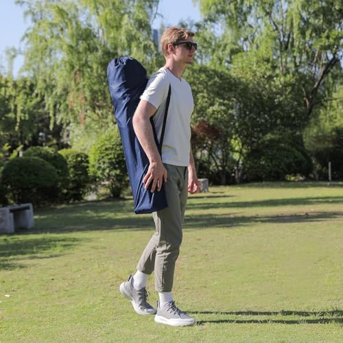 Oversized Folding Camping Chairs - 450 LBS Support Heavy Duty Camp Chair with Padded Cushion, Portable Outside Chairs with Carry Bag,Cooler, Cup Holder for Outdoor, Lawn, Sports - Blue