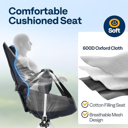 VIVOHOME Hammock Camping Chair, Portable Outdoor Swinging Rocking Chairs for Adults with Adjustable Pillow, Back and Height for Travelling, Backyard, Patio, Supports 400 lbs, 600D Breathable Mesh