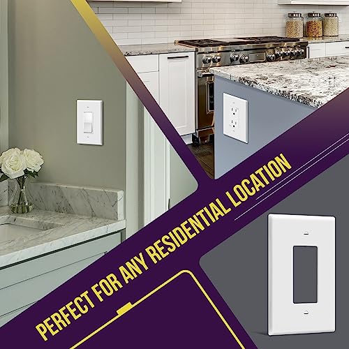 ENERLITES Decorator Light Switch or Receptacle Outlet Wall Plate, Over-Size 1-Gang 5.5" x 3.5", Unbreakable Polycarbonate Thermoplastic, UL Listed, 8831O-W-10PCS, White (10 Pack)