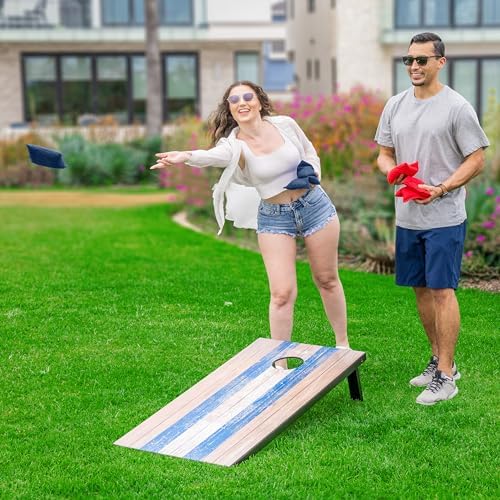 GoSports Portable Cornhole Sets, 8 Styles – Choose 4 x 2 ft or 3 x 2 ft - Boards Include 8 Bean Bags, Travel Case, and Game Rules