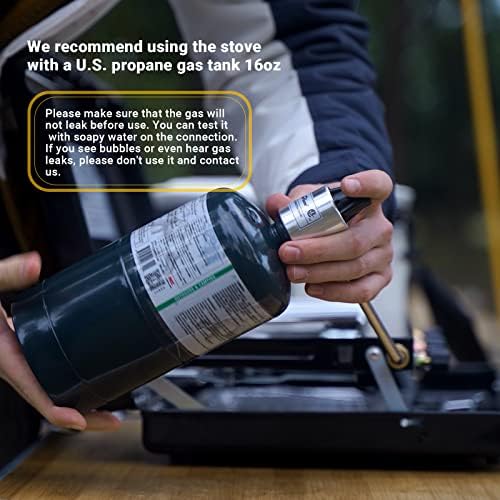 Camping Stove, 3 Burners Propane Portable Camp Stove with Regulator, Push-Button Instant Ignition, Adjustable Burners & Wind Guards for Car BBQ Picnics Outdoor Cooking (BLACK-20400 BTUs)