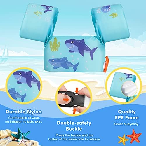 MoKo Toddler Swim Vest for Kids, 20-66 lbs, Arm Floaties with Adjustable Straps, Nylon Material, Swim Vest for Toddlers Learning to Swim