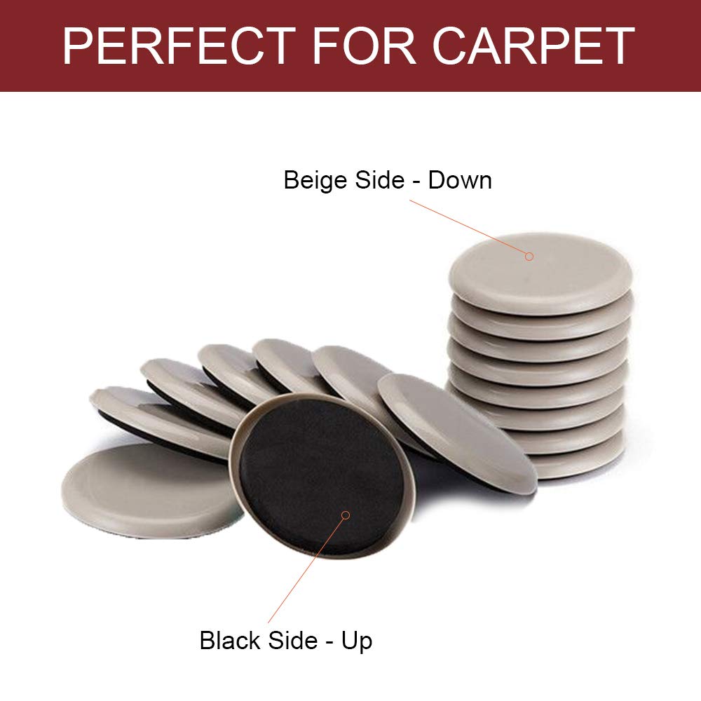Yelanon Furniture Sliders for Carpet - 20 PCS Heavy Duty Moving Pads 3 1/2" - Sliders for Furniture on Carpet, Reusable Furniture Moving Sliders for Easy Glide