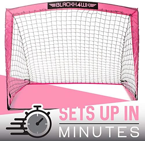 Franklin Sports Blackhawk Backyard Soccer Goal - Portable Pop Up Soccer Nets - Youth + Adult Folding Indoor + Outdoor Goals - Multiple Sizes + Colors - Perfect for Games + Practice