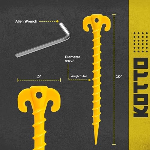 Fstop Labs 20 Pack Large 10 inch Outdoor Tent Stakes Heavy Duty Screw Style for Camping, Hiking, Ultimate Ground Stakes Ground Anchors Pegs