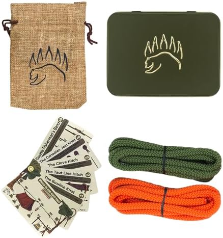 Knot Tying Kit | Camping & Outdoor Knots Edition - by The Bear Essentials Outdoors with Waterproof Knot Cards | for Survival, Camping, Backpacking, Hiking & Scouts