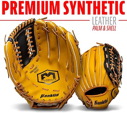 Franklin Sports Baseball + Softball Gloves - Field Master Adult + Youth Baseball + Softball Gloves - Right Hand + Left Hand Gloves - Infield + Outfield Mitts - Multiple Sizes + Colors