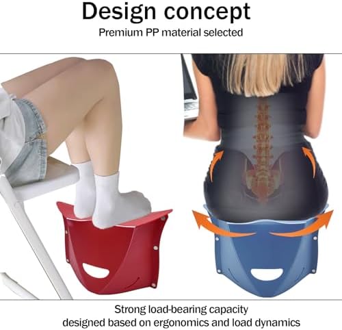 2 Pcs Foldable Airplane Foot Rest for Long Flight, Portable Camping Hiking Stool Travel Under Desk Foot Leg Rest for Airplane, Subway, Outdoor (Red+Navy)