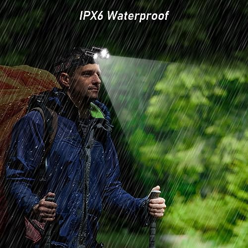 Headlamp Flashlight, 8000L Super Bright LED Rechargeable Headlight - 3 Lights 5 Modes,Zoomable,Spotlight&Floodlight Combination, IPX6 Waterproof, 20+Hrs Runtime for Running,Hiking,Camping etc.