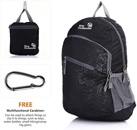 Outlander Packable Handy Lightweight Travel Hiking Backpack Daypack, Black