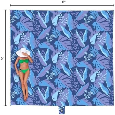 WEKAPO Beach Blanket Waterproof Sandproof Oversized, Extra Large Beach Mat Sand Free, Lightweight & Compact Sand Free Mat with 6 Stakes & 4 Corner Pockets