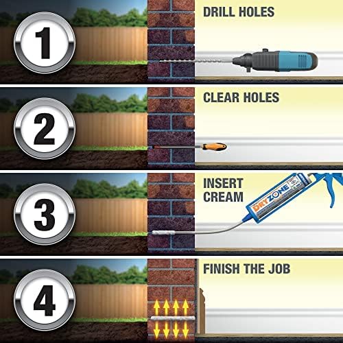 Dryzone Damp Proofing Cream (DPC) - 310ml x 5 - High-Strength Injection Cream for Rising Damp Treatment - Anti Rising Damp